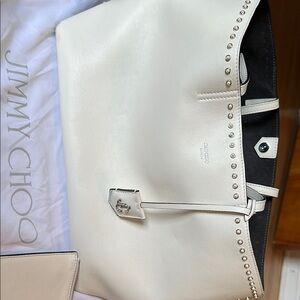 Jimmy Choo White Leather Tote Bag